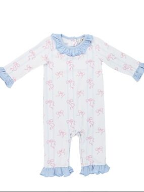 Cypress Row Bowtiful Riley Romper {White/Pink/Lt. Blue}